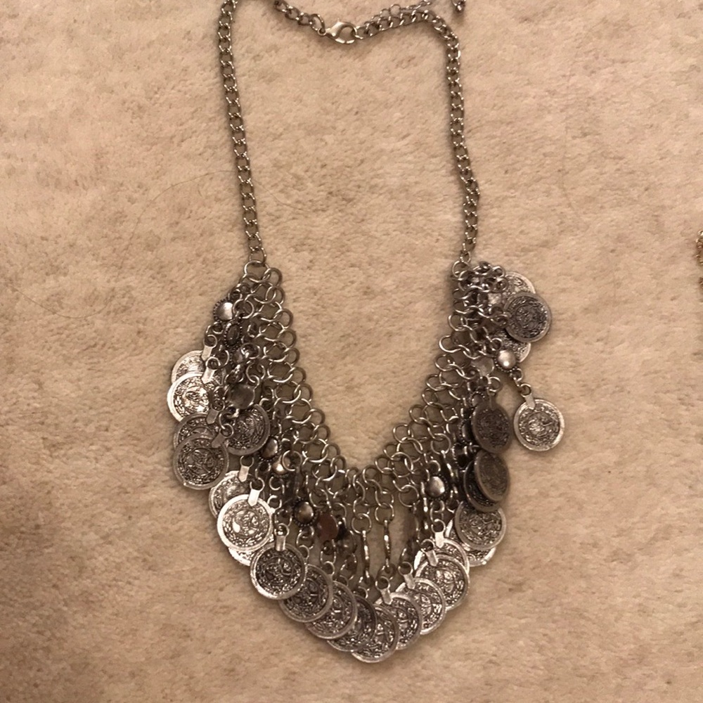 Silver coins necklace